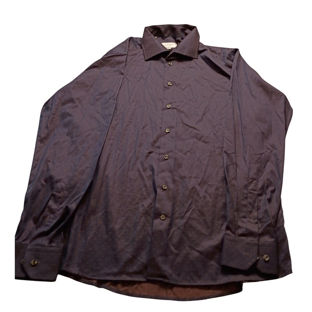 Eton Dress Shirt Men's Contemporary Fit Micro Geometric Purple XL 17 Luxury Top